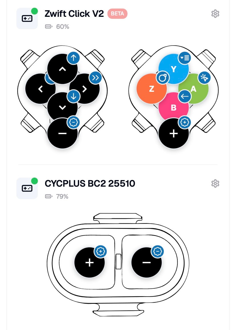 Per-device contours — buttons in their real positions, tap to edit Controller visualization with proper contours