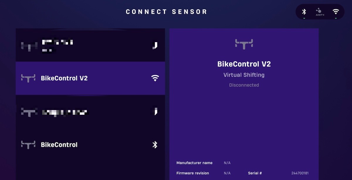 Rouvy connection screen Rouvy connection screen