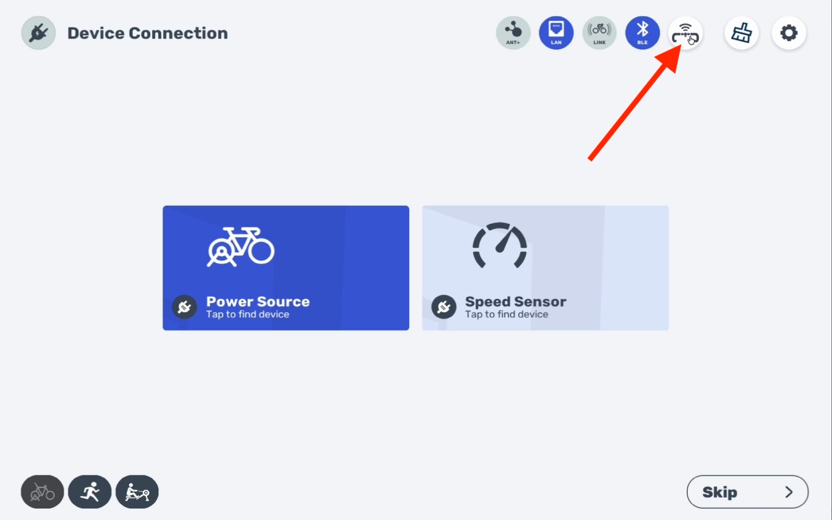 MyWhoosh Connection Screen