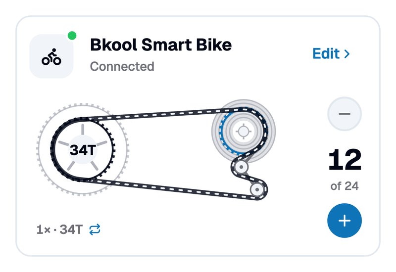BikeControl's connection card, illustrated with the Bkool Smart Bike