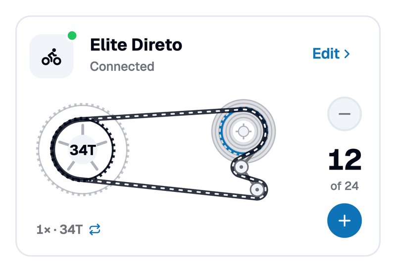 BikeControl's connection card, illustrated with the Elite Direto