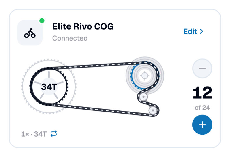 BikeControl's connection card, illustrated with the Elite Rivo COG