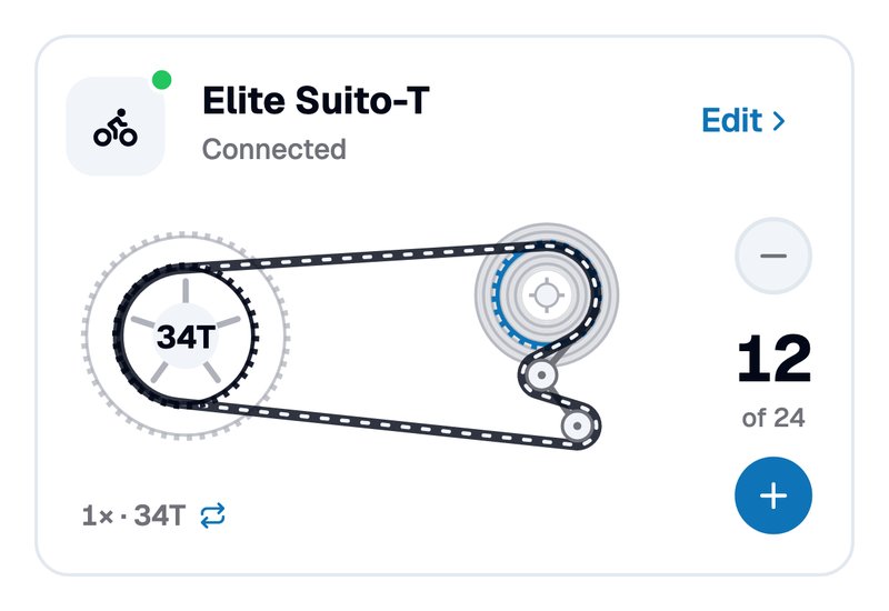 BikeControl's connection card, illustrated with the Elite Suito-T
