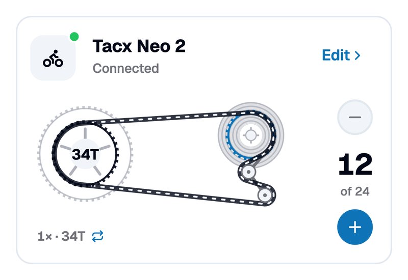 BikeControl's connection card, illustrated with the Tacx Neo 2