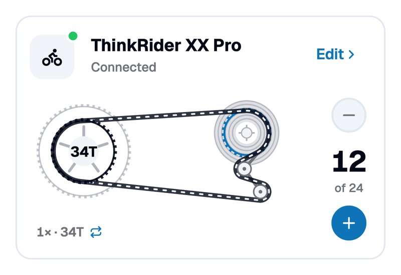 BikeControl's connection card, illustrated with the ThinkRider XX Pro