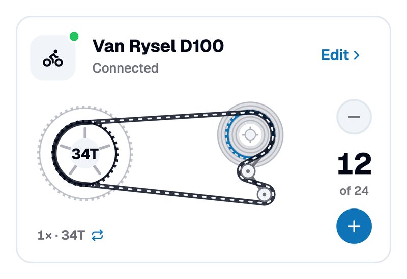 BikeControl's connection card, illustrated with the Van Rysel D100
