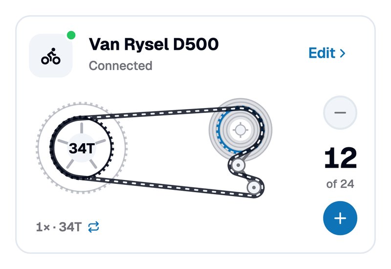BikeControl's connection card, illustrated with the Van Rysel D500