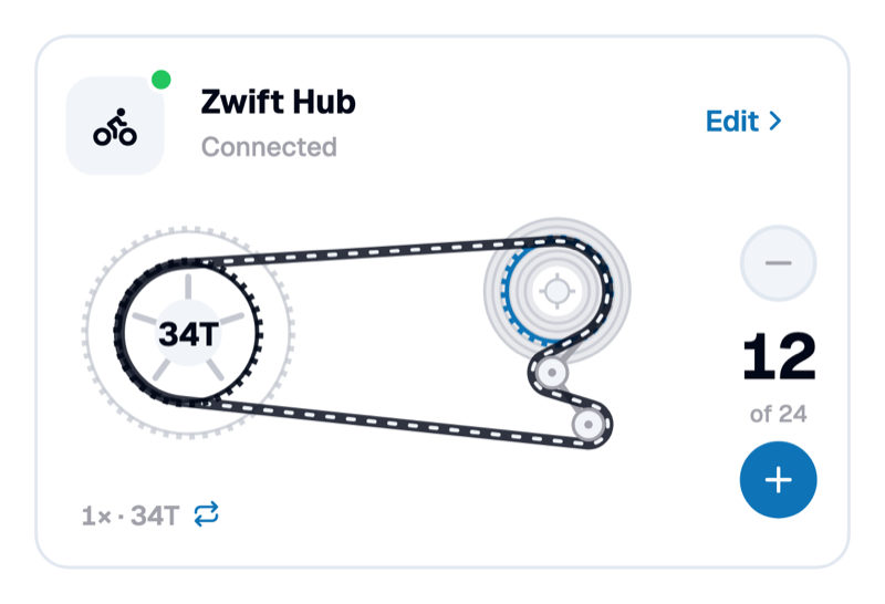 BikeControl's connection card, illustrated with the Zwift Hub
